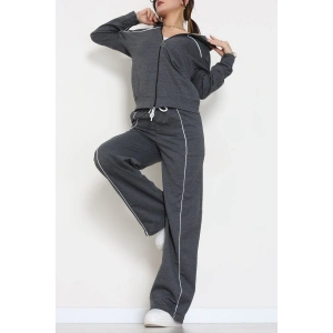 Biyeli Dik Yaka 2 İplik Eşofman Takımı Füme - 40030.1857.