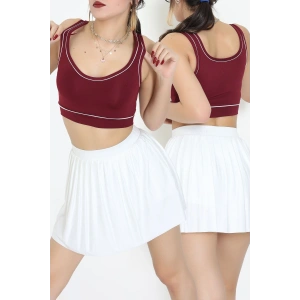 Biyeli Kalın Askılı Crop Atlet Bordo - 9032.125.