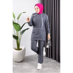 Biyeli Kapşonlu Spor Takım GRİ