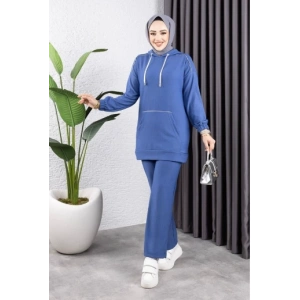 Biyeli Kapşonlu Spor Takım İNDİGO