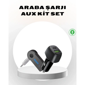 Bluetooth AUX Çevirici ve PD Destekli Araç Şarj Cihazı 2’li Set