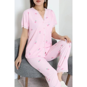 Bürümcük Dantelli Pijama Takımı Pembeçiçek - 52363.1050.