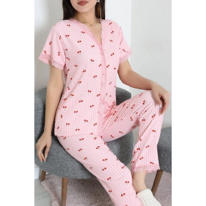 Bürümcük Dantelli Pijama Takımı Pembekiraz - 52363.1050.
