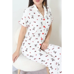 Bürümcük Fırfırlı Pijama Takımı Krem - 52316.1048.