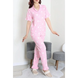 Bürümcük Fırfırlı Pijama Takımı Pudra - 52316.1048.