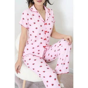 Bürümcük Fiyonklu Pijama Takımı Pembeçilek - 159.1287.