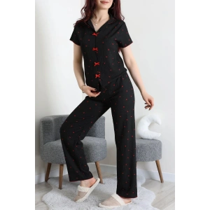 Bürümcük Fiyonklu Pijama Takımı Siyahkalp - 159.1287.