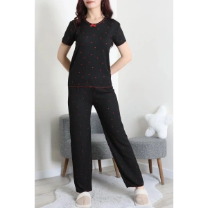 Bürümcük V Yaka Pijama Takımı Kırmızısiyah - 126.1287.