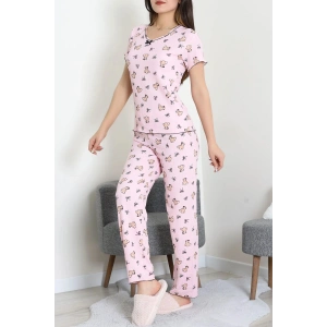 Bürümcük V Yaka Pijama Takımı Pembeayı - 126.1287.