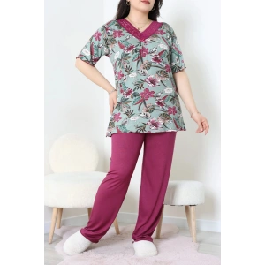 Büyük Beden Dantelli Pijama Takımı Çağla - 71500.1773.