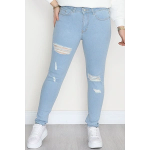 Büyük Beden Dar Paça Kot Pantolon Açıkmavi1 - 42684.1836.