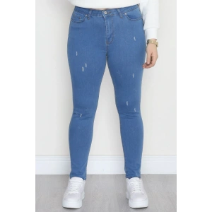 Büyük Beden Dar Paça Kot Pantolon Mavi1 - 42684.1836.