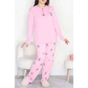 Büyük Beden Patlı Pijama Takımı Pembe - 258.1287.
