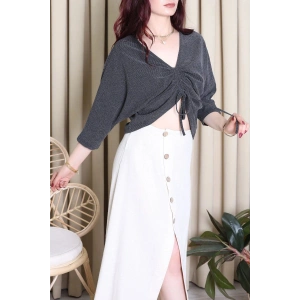 Büzgü Detay Bluz Füme - 9555.2135.