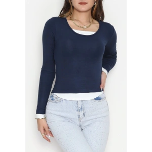 Buzzy Kumaş Geniş Yaka Parçalı Bluz Laci - 1055.2119.