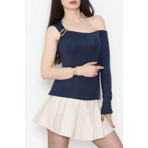 Buzzy Kumaş Tek Omuz Toka Detaylı Bluz Laci - 1010.2119.