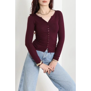 Buzzy Ribana Önden Düğmeli Body Mürdüm - 55095.1567.