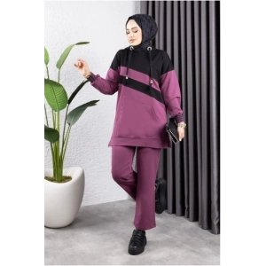 Çapraz Garnili Ribanalı Spor Takım KOYU LİLA SİYAH