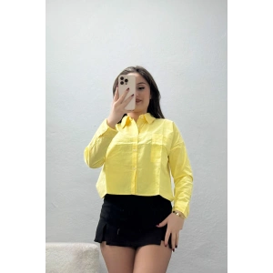 Cepli Crop Poplin Gömlek Sarı - 43951.2131.
