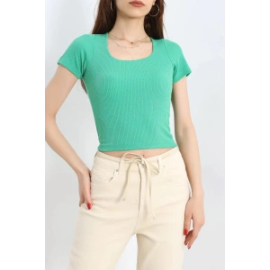 Çerçeve Yaka Crop Body Yeşil - 70538.1388.
