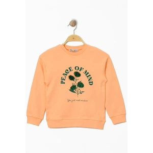 Çiçek Baskılı 8-12 Yaş Çocuk Sweatshirt Turuncu - 724869.1576.