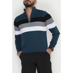 Çizgili Erkek Triko Petrol - 2530.2052.