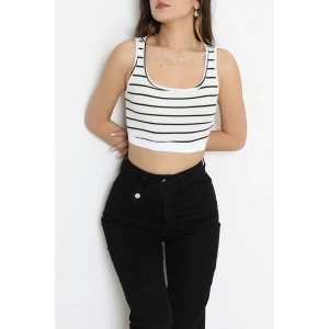 Çizgili Kaşkorse Crop Bustiyer Ekru - 71033.1748.