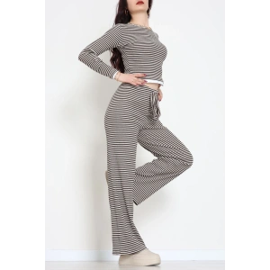 Çizgili Kaşkorse İkili Takım Siyahkahve - 55033.1567.