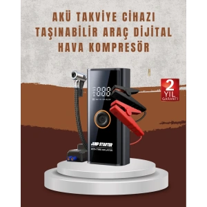 Çok Fonksiyonlu Araç Yol Yardım Kiti Jump Starter ve Lastik Pompası