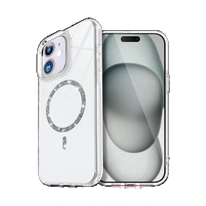 CPT05 Apple iPhone 12 Live Diamond Magsafe Kapak - Şeffaf