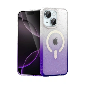 CPT05 Apple iPhone 14 Pummel Shiny Magsafe Kapak - Mor