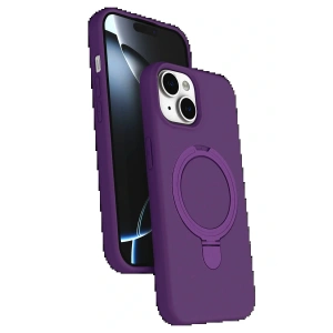 CPT05 Apple iPhone 15 Plus Regal Magsafe Standlı Kapak - Derin Mor