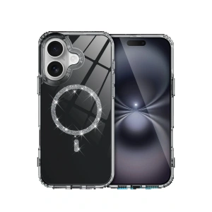 CPT05 Apple iPhone 16 Live Diamond Magsafe Kapak - Siyah