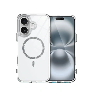 CPT05 Apple iPhone 16 Plus Live Diamond Magsafe Kapak - Şeffaf