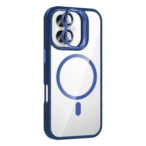 CPT05 Apple iPhone 16 Plus Remim Lensli Magsafe Standlı Kapak - Lacivert