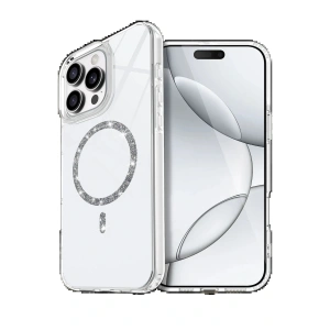 CPT05 Apple iPhone 16 Pro Live Diamond Magsafe Kapak - Şeffaf