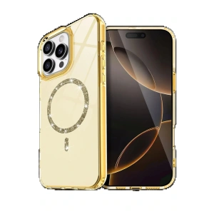 CPT05 Apple iPhone 16 Pro Max Live Diamond Magsafe Kapak - Sarı