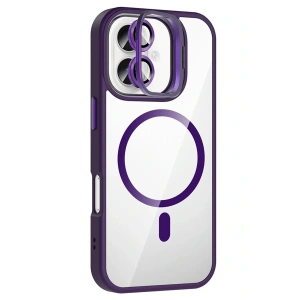 CPT05 Apple iPhone 16 Remim Lensli Magsafe Standlı Kapak - Derin Mor