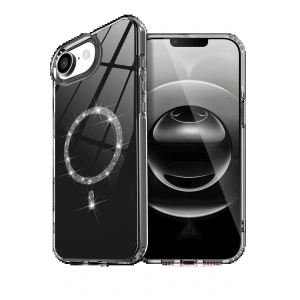 CPT05 Apple iPhone 16E Live Diamond Magsafe Kapak - Siyah