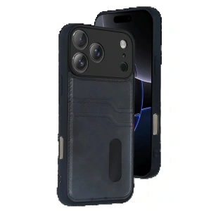 CPT05 Apple iPhone 17 Pro Sara Kartvizitli Deri Kılıf - Siyah