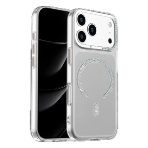 CPT05 Apple iPhone 17 Pro Tash Diamond Magsafe Kapak - Beyaz