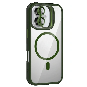 CPT05 Apple iPhone 17 Remim Lensli Magsafe Standlı Kapak - Koyu Yeşil