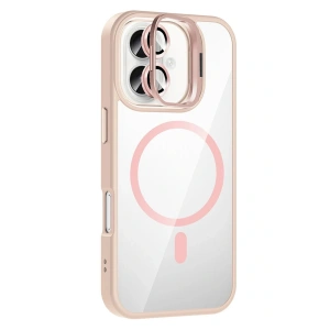 CPT05 Apple iPhone 17 Remim Lensli Magsafe Standlı Kapak - Pembe
