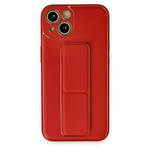 CPT05 iPhone 14 Kılıf Coco Deri Standlı Kapak - Kırmızı