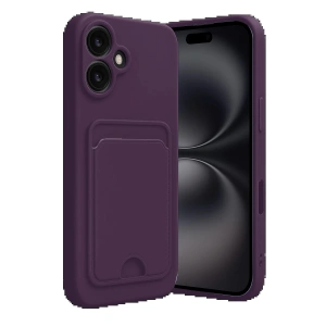 CPT05 iPhone 16 Kılıf Kelvin Kartvizitli Silikon - Derin Mor