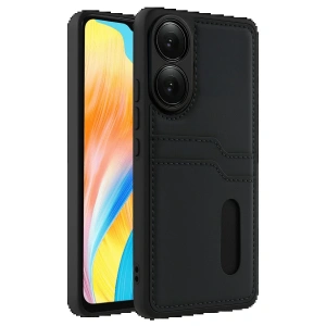 CPT05 Oppo A38 Sara Kartvizitli Deri Kılıf - Siyah