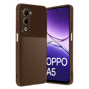 CPT05 Oppo A5 4G Auto Focus Karbon Kapak - Kahverengi