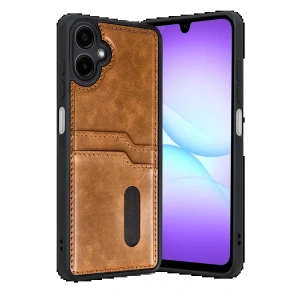 CPT05 Samsung Galaxy A07 4G Sara Kartvizitli Deri Kılıf - Taba