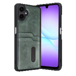 CPT05 Samsung Galaxy A07 4G Sara Kartvizitli Deri Kılıf - Yeşil