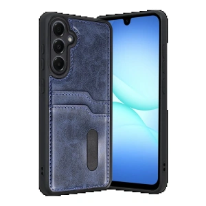 CPT05 Samsung Galaxy A17 5G Sara Kartvizitli Deri Kılıf - Lacivert